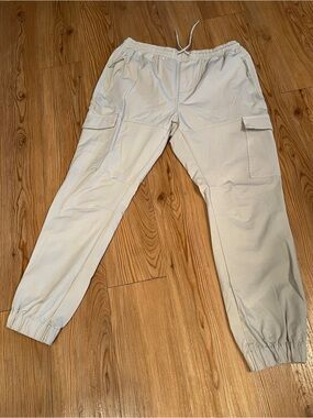 Fried Denim Mens Cargo Jogger Pants Sz XL Cream Outdoor Gorpcore Utility Casual